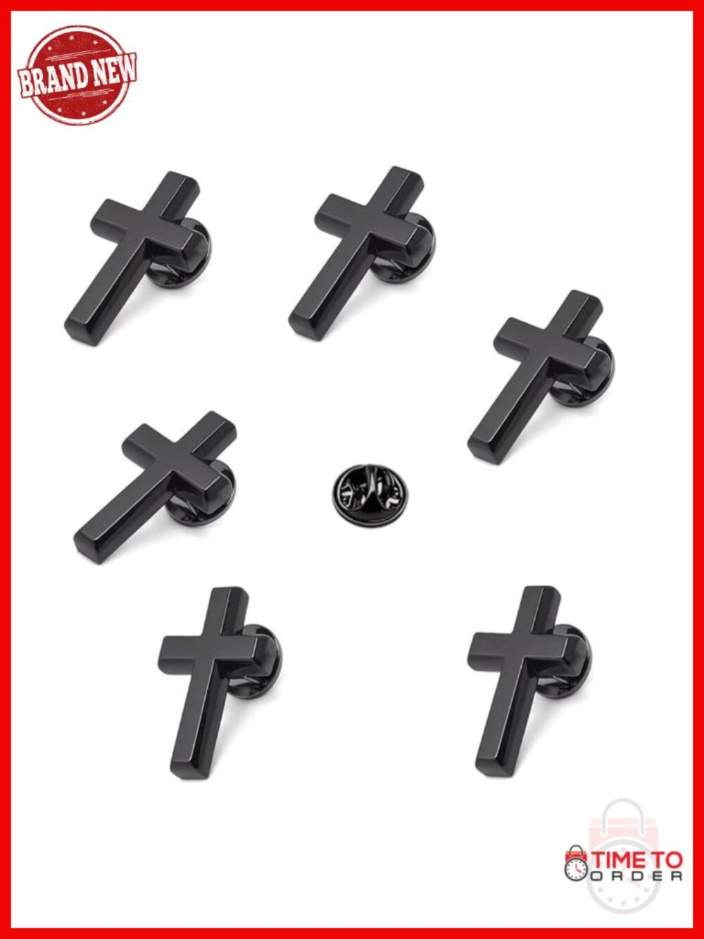 Classic Christian Cross Pin Brooch - Metal Alloy - Faith Jewelry - Picture 2 of 6
